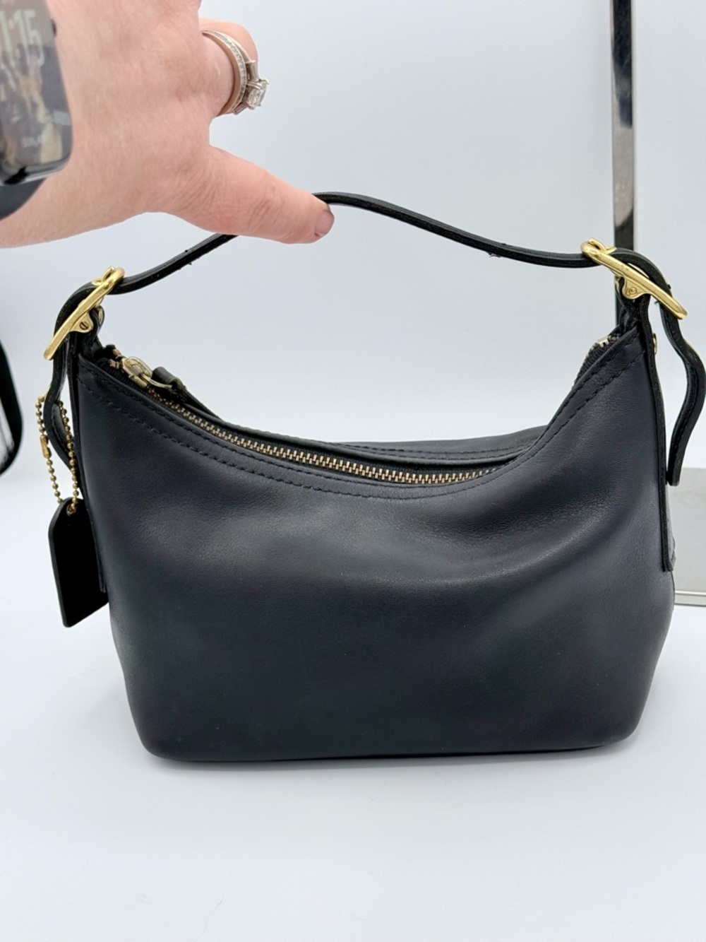 Vintage Coach Legacy West 9844 Small Black Leather Demi Baguette Hobo Bag - Picture 5 of 9